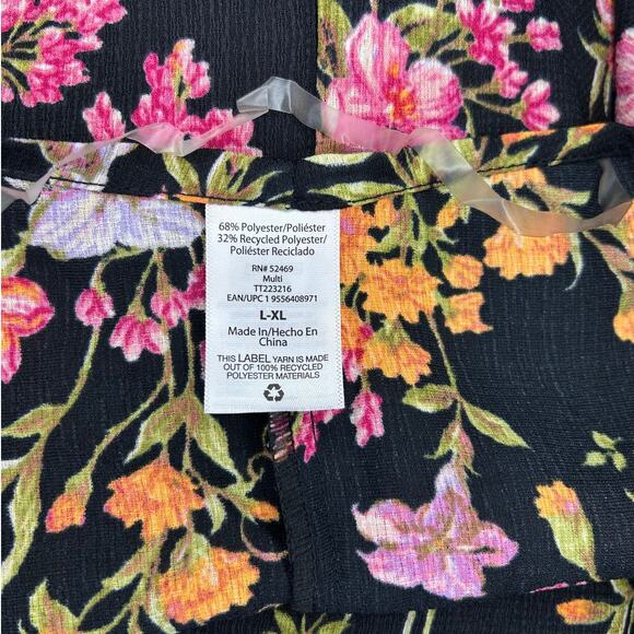 Time and Tru Women’s Oversize Longline Open Front Floral Print Kimono, L/XL - Picture 8 of 14